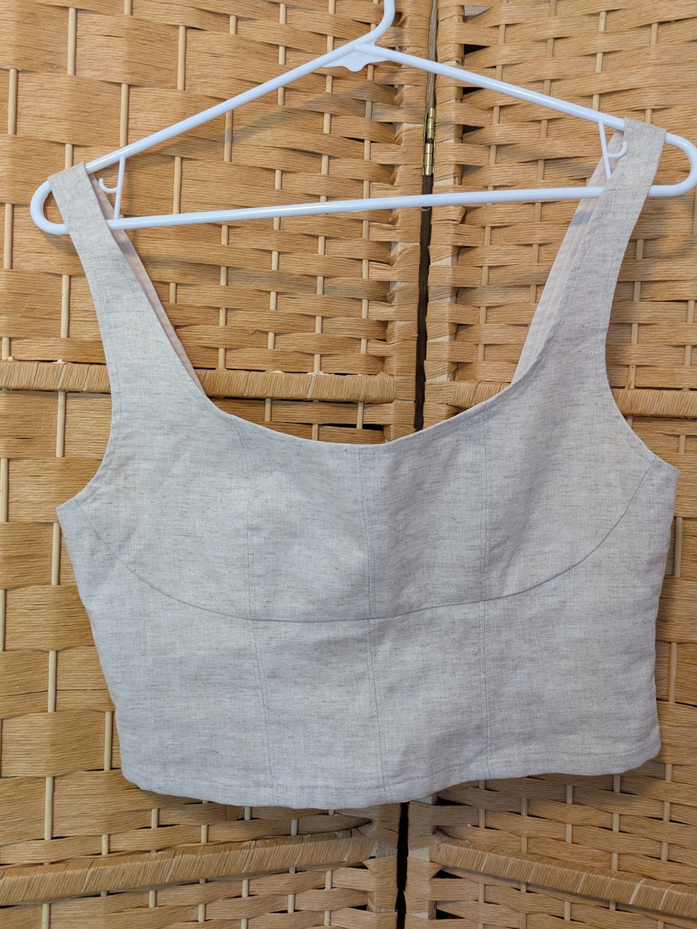 Banana Republic Light Beige Linen-Blend Cropped Tank